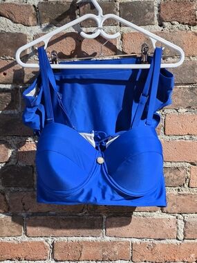 Blue Ruffle-Back Longline Bra Top - Women Intimates